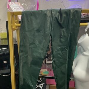 Dark Green Faux Leather Joggers